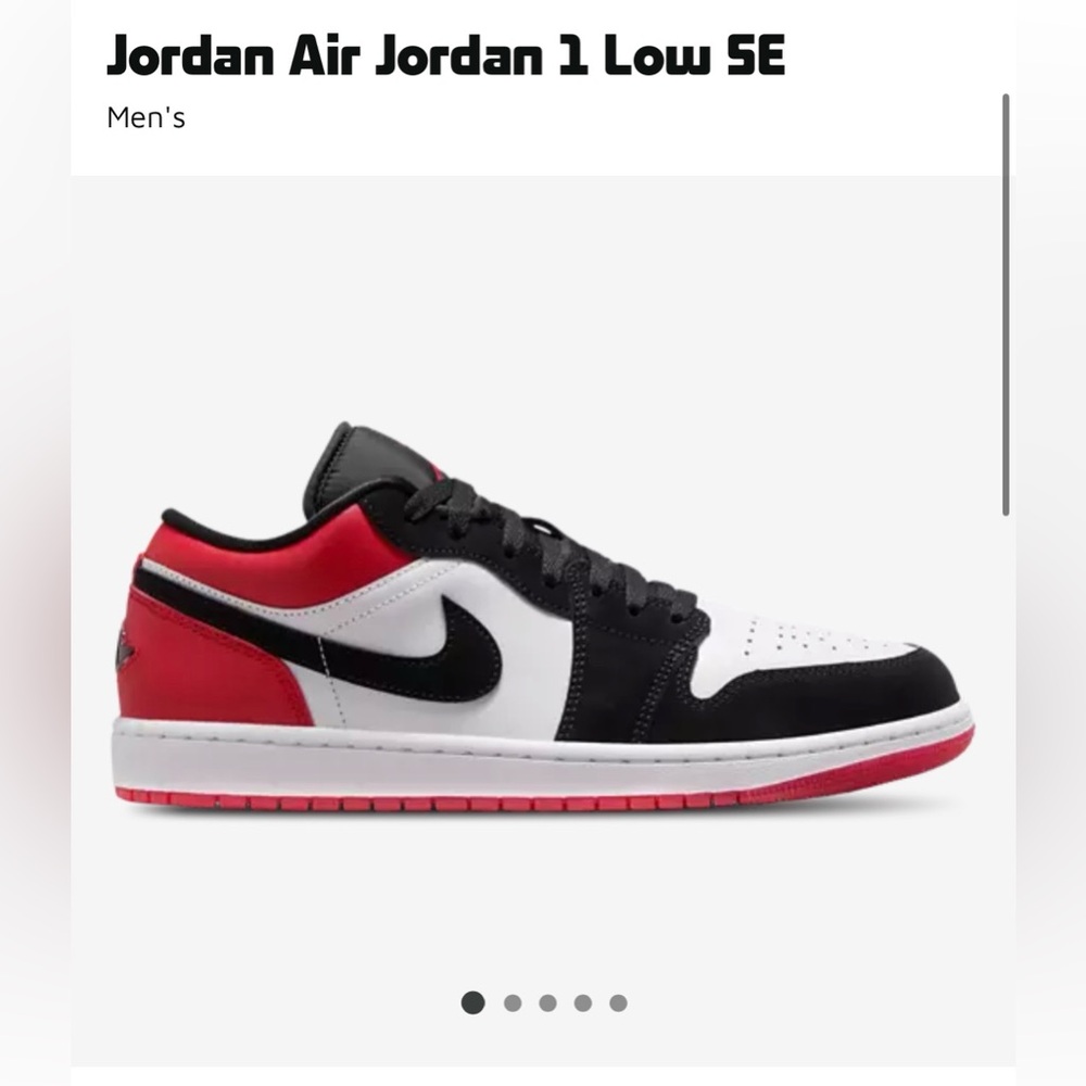 Nike Air Jordan Low Black White Red Shoes, size 9 men’s